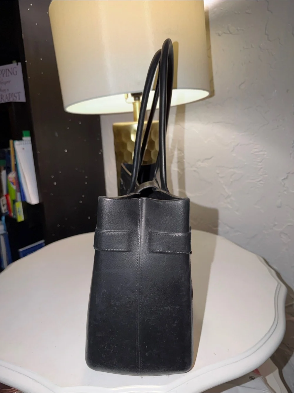 Rubber tote Structured Women's Bag with Lock Detail